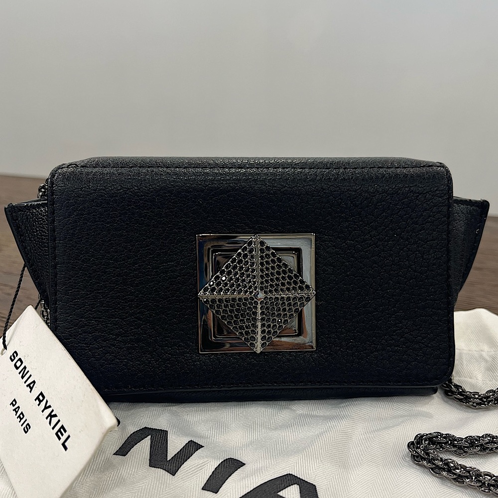 Sonia Rykiel Paris black calf skin side bag néw with tags and dust bag
